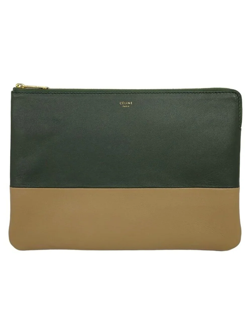 Celine Clutch Beige Bicolor Leather